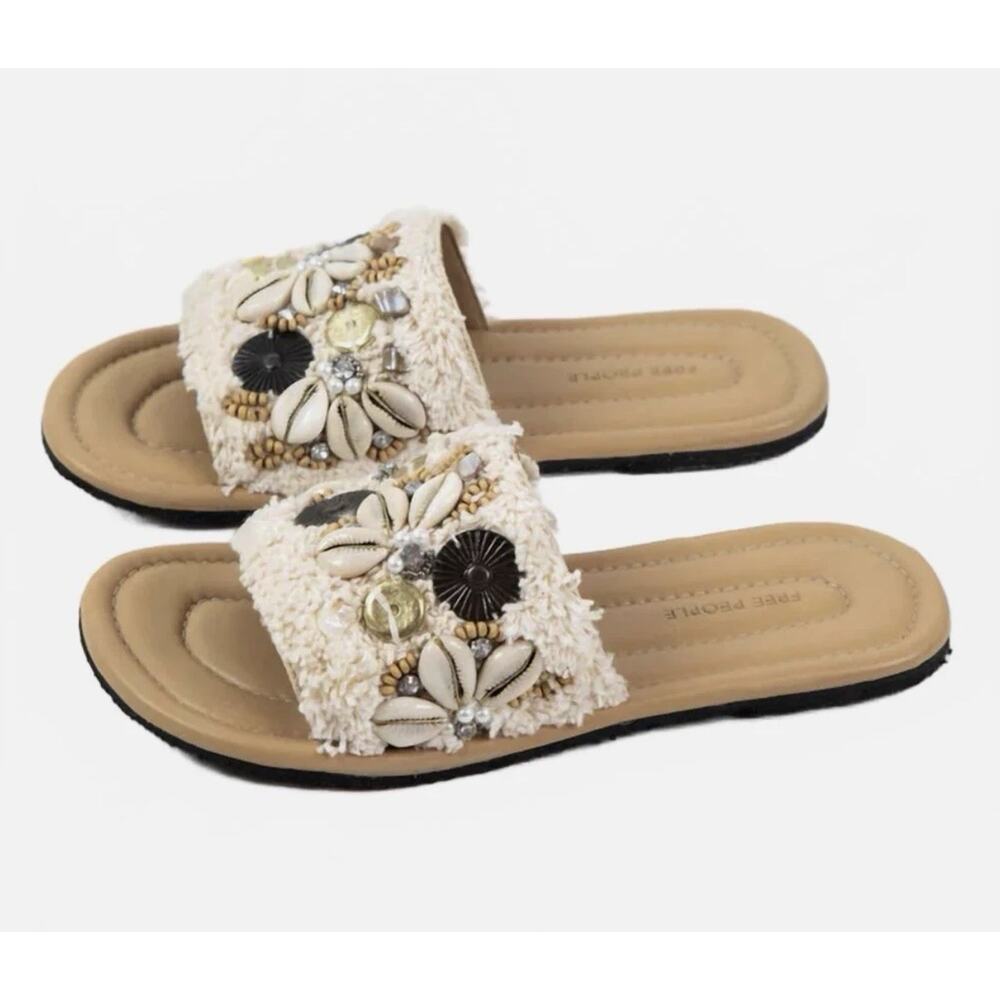 Free People Women's Size 7 Shipwreck Surf Shell Sandals Chalk New
